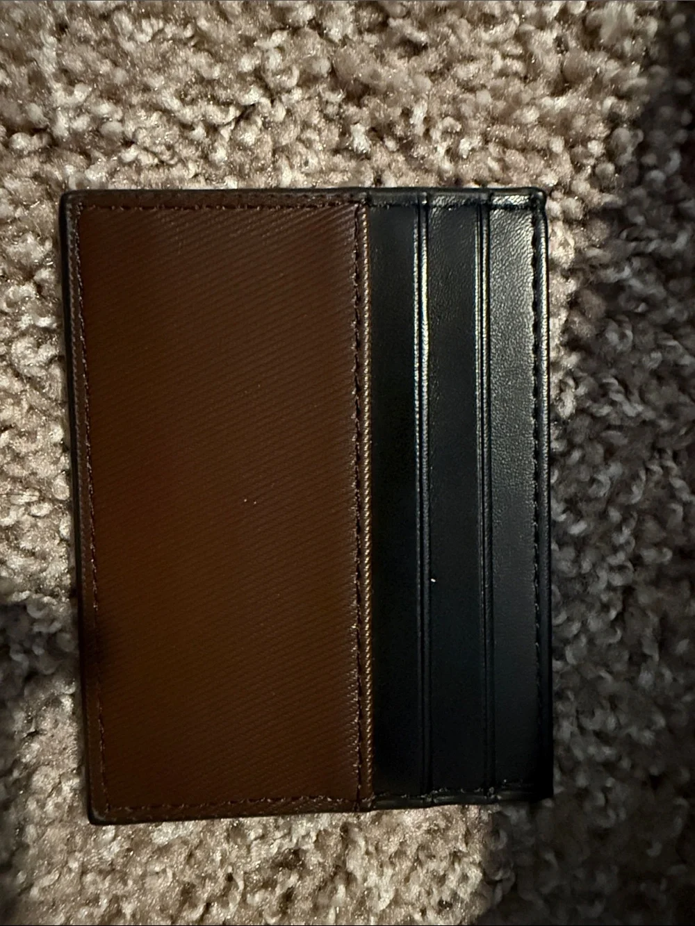 Men's Brown & Black Leather Card Holder Wallet
